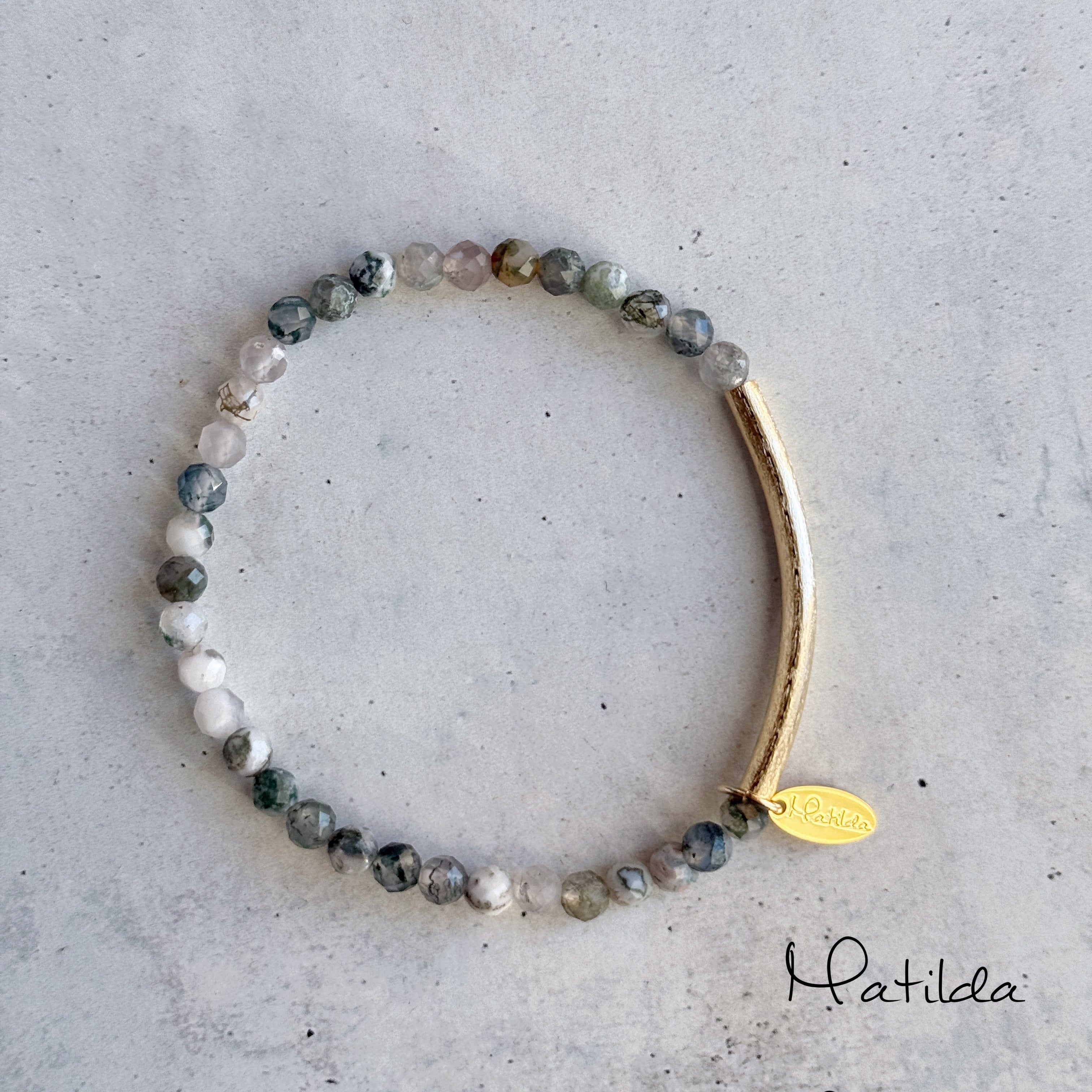 Tube & stone bracelet(モスアゲート)