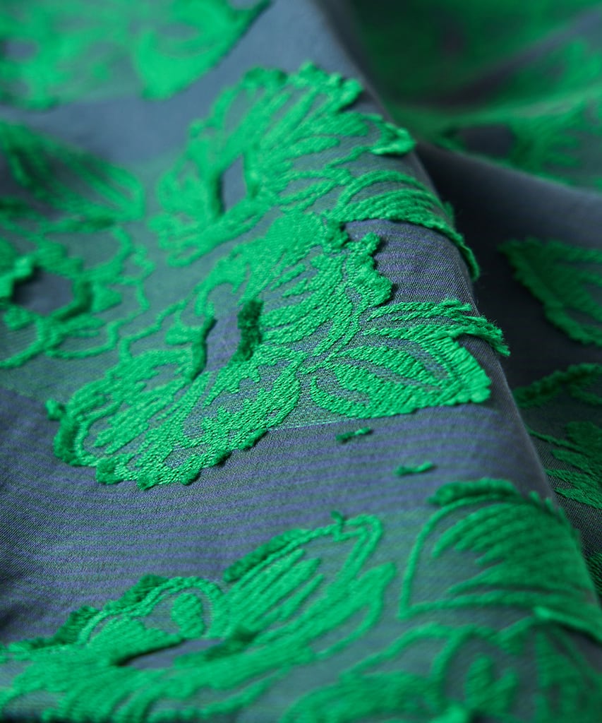 Cushion cover / green flower × blue stripe / M | Jacquard Works