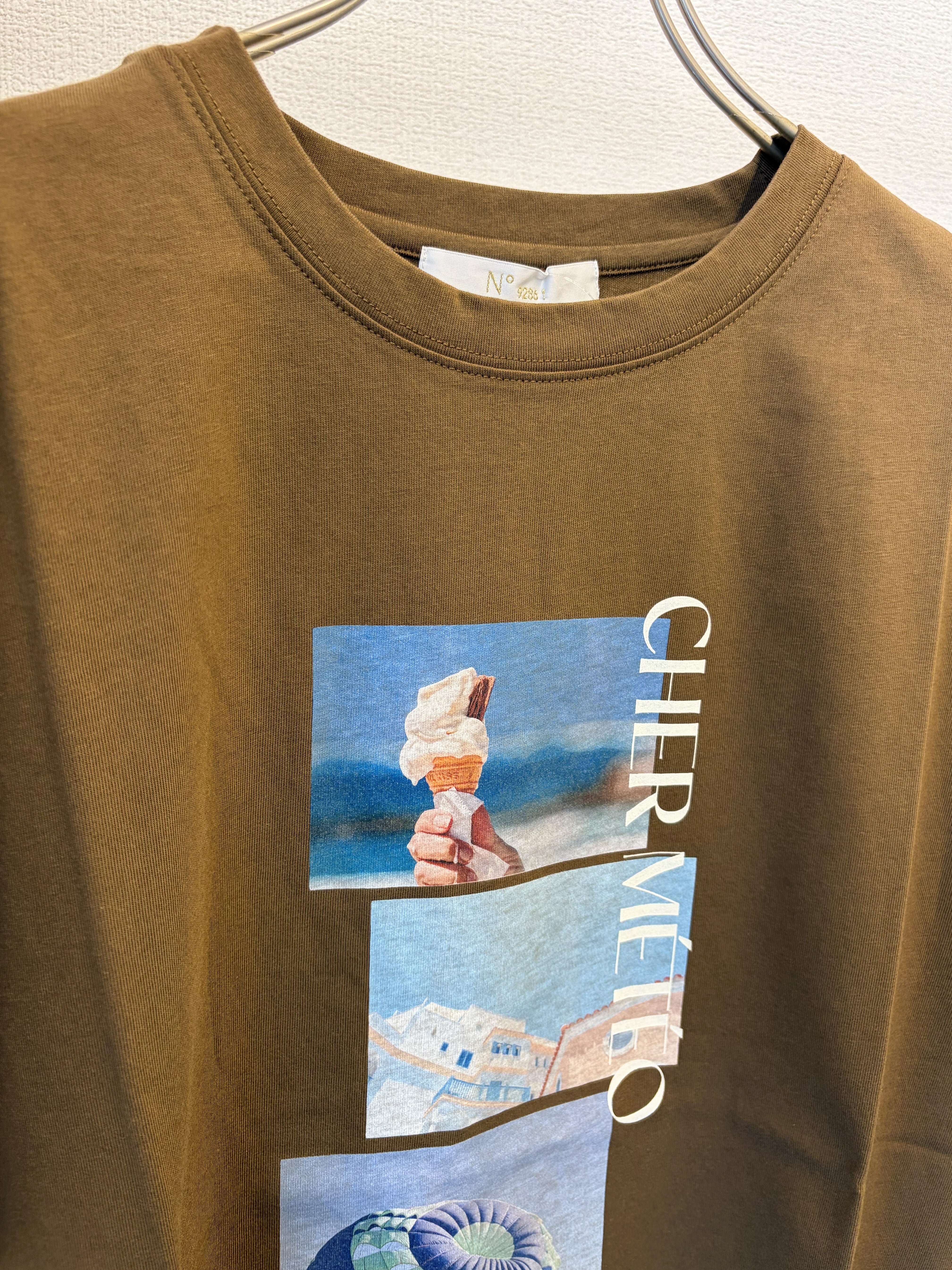 N°9286!】21s度詰め天竺フォトプリントスリットTシャツ（9207-63029
