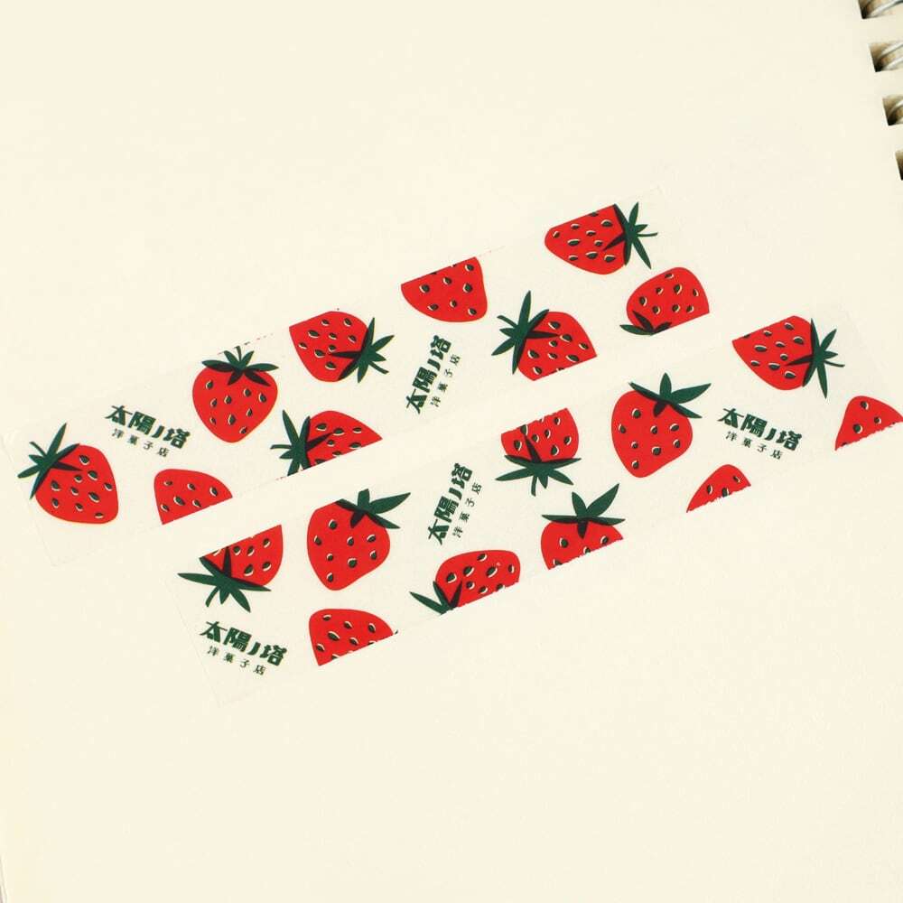 太陽ノ塔洋菓子店×グリーンフラッシュ イチゴ クリアマスキングテープ GF01