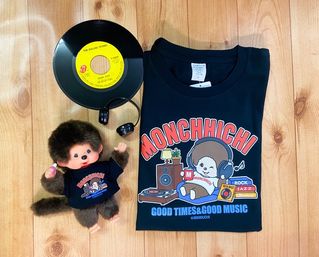 モンチッチ　おそろいTシャツセット　MUSIC　ブラック