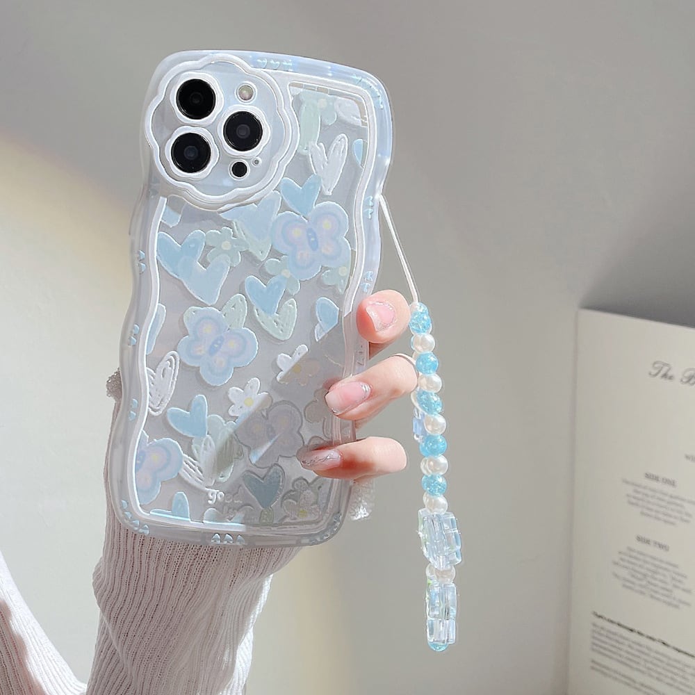 iPhone15シリーズ対応】Good Luck◎人気のウェーブフレーム 可愛い
