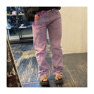 used 16007：color denim pants (pink)
