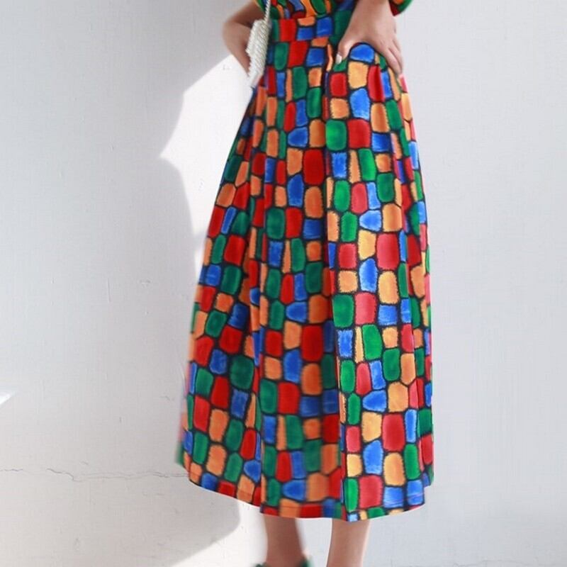 シフォンチェック柄スカート 10157