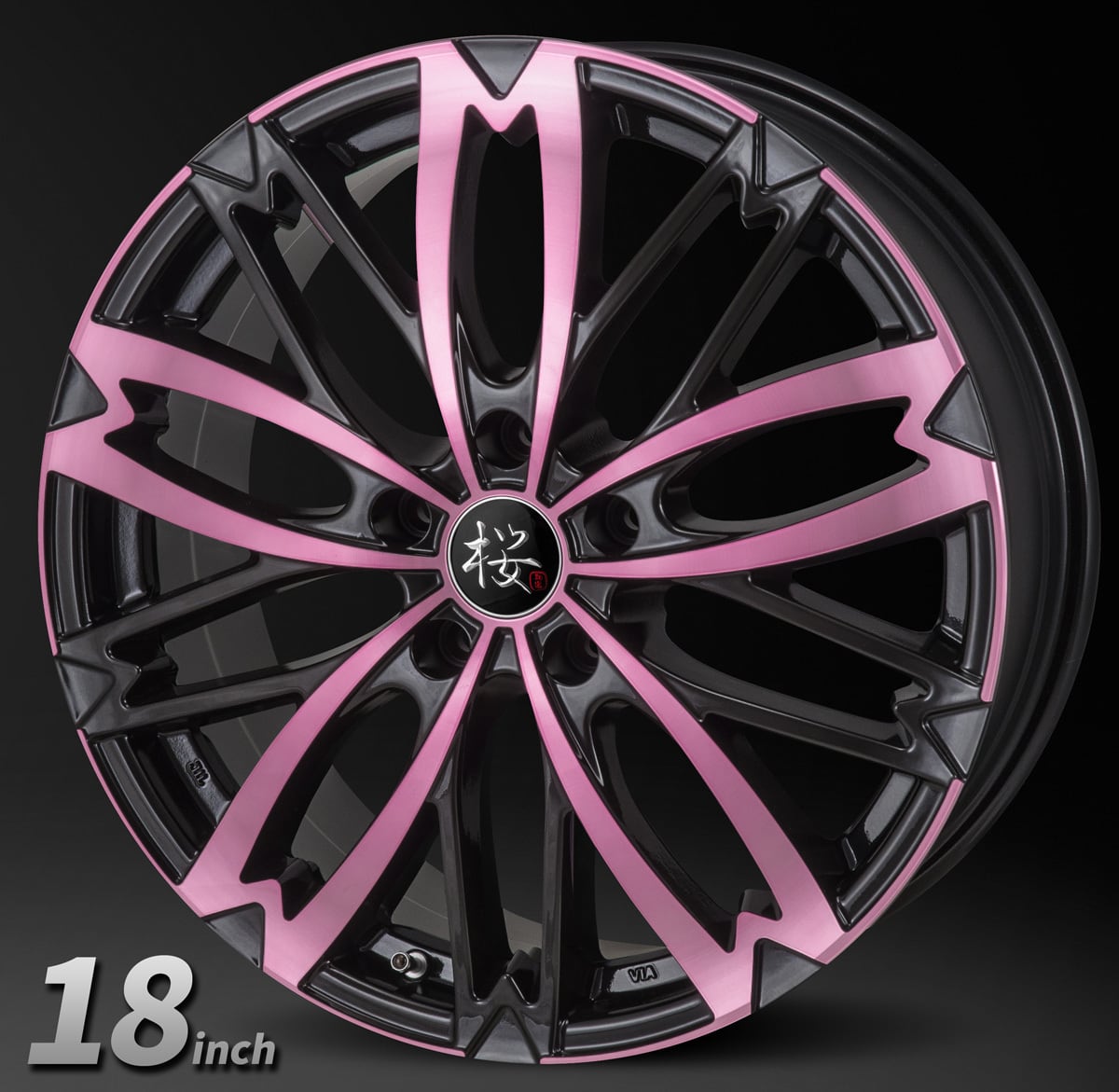 和道 桜 ５分咲 18inch 7.0J ピンクブラックポリッシュ【送料無料】 | VITOUR TIRE OFFICIAL STORE　 「ヴィツァータイヤとサクラのアルミホイール」メーカー直販サイト