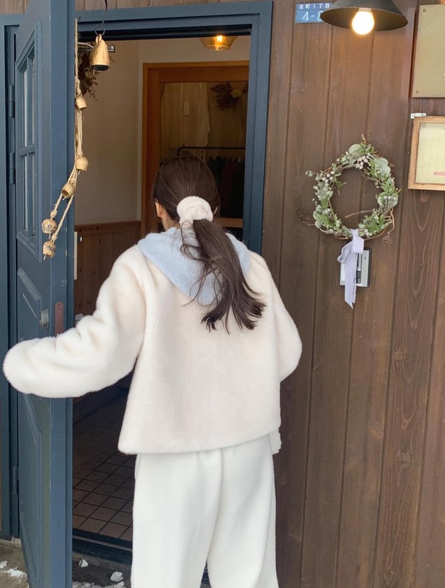 (LITER) momo alpaca wool hood  knit / 2color