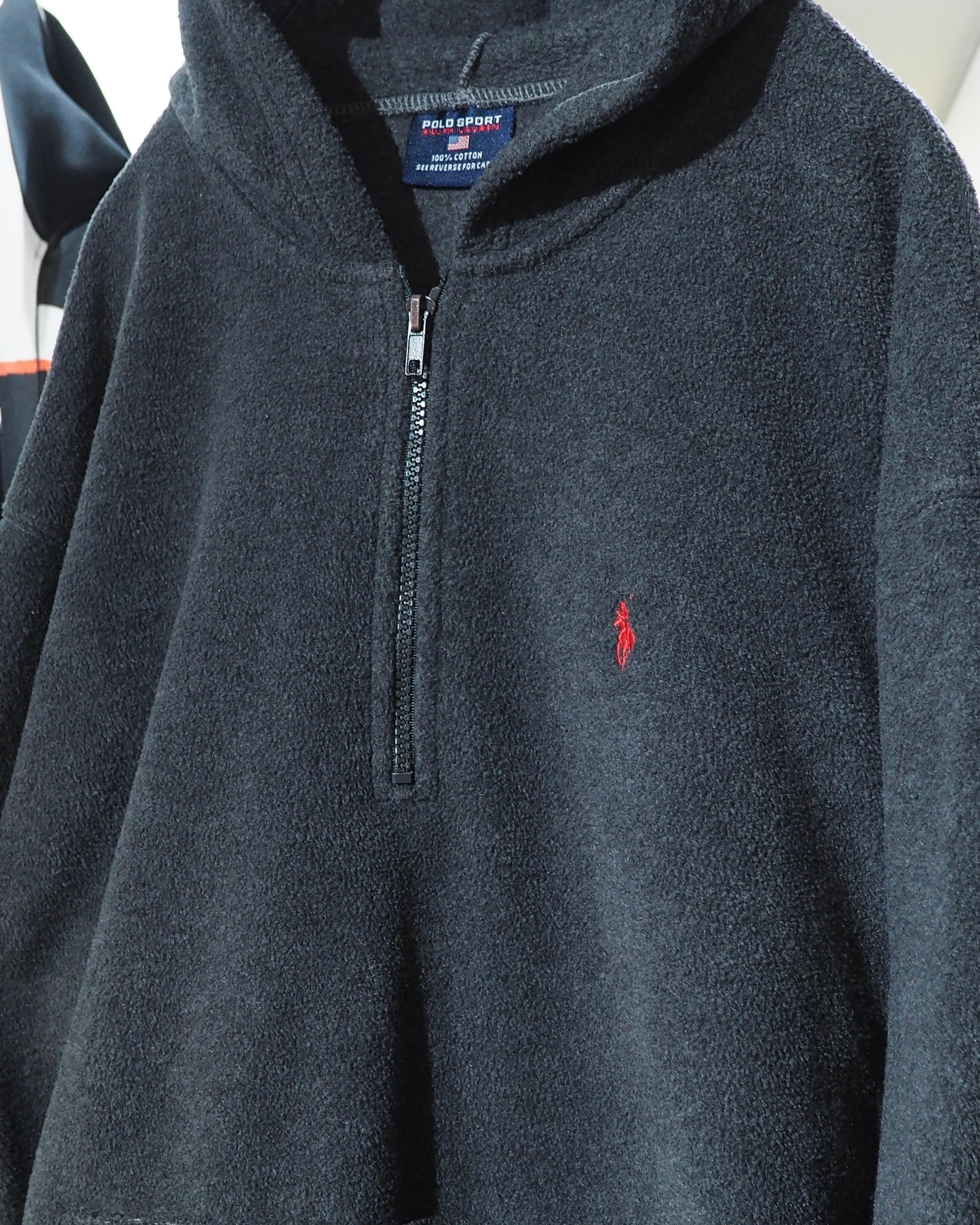 1990s " POLO SPORT - RALPH LAUREN " ” 赤ポニー ” Embroidery vintage fleece half zip Hoodie ポロスポーツ ラルフローレン ハーフジップフリースフーディ
