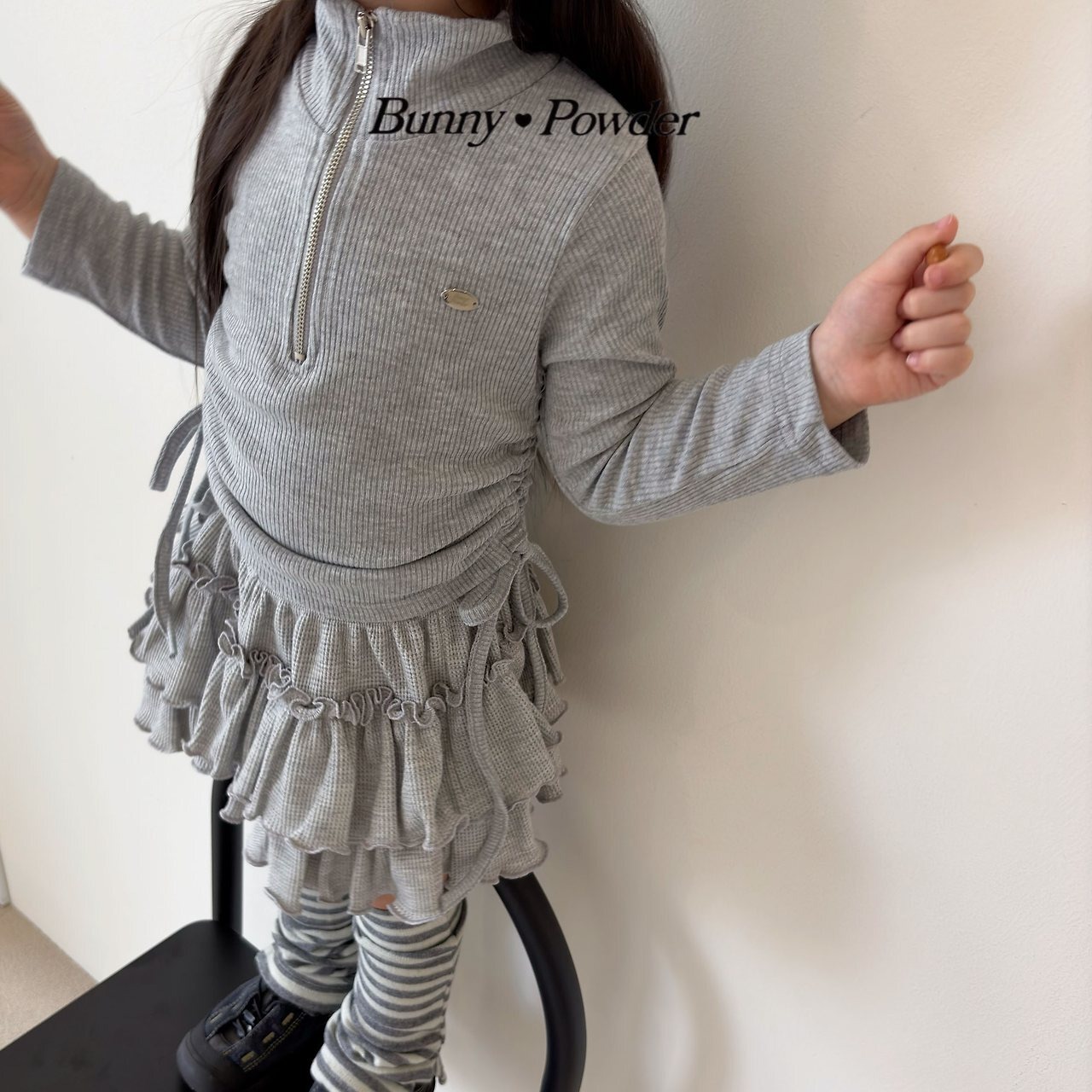 ivory S［即納］ any half zipup tee 26autumn/ bunny powder