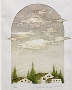 岩切裕子 IWAKIRI Yuko「dans la ciel」woodcut print with frame thumbnail 2