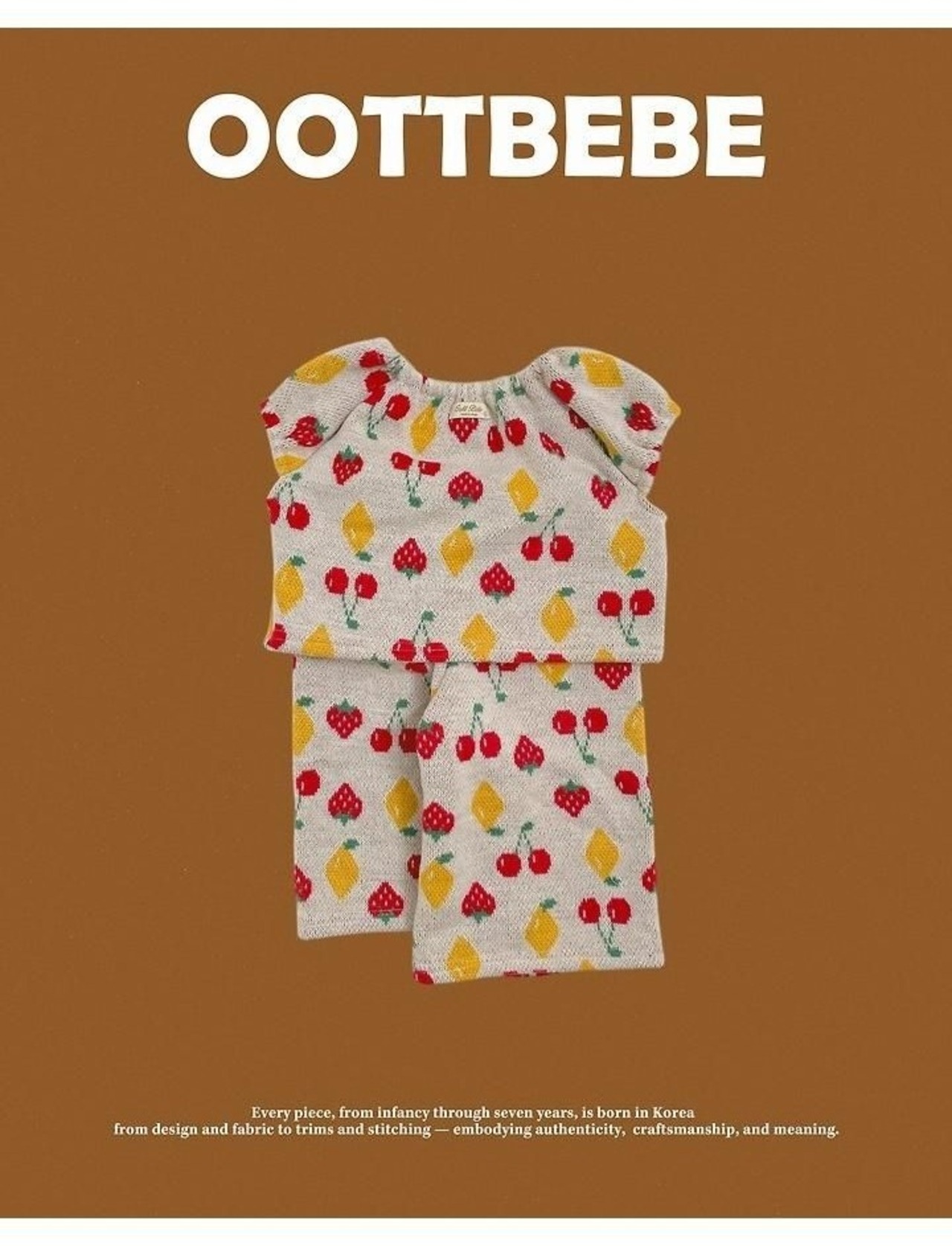 韓国子供服 / 26winter / oottbebe / チェリーパフニットセットアップ / ベビー&キッズ / 冬服 *XS~XL*