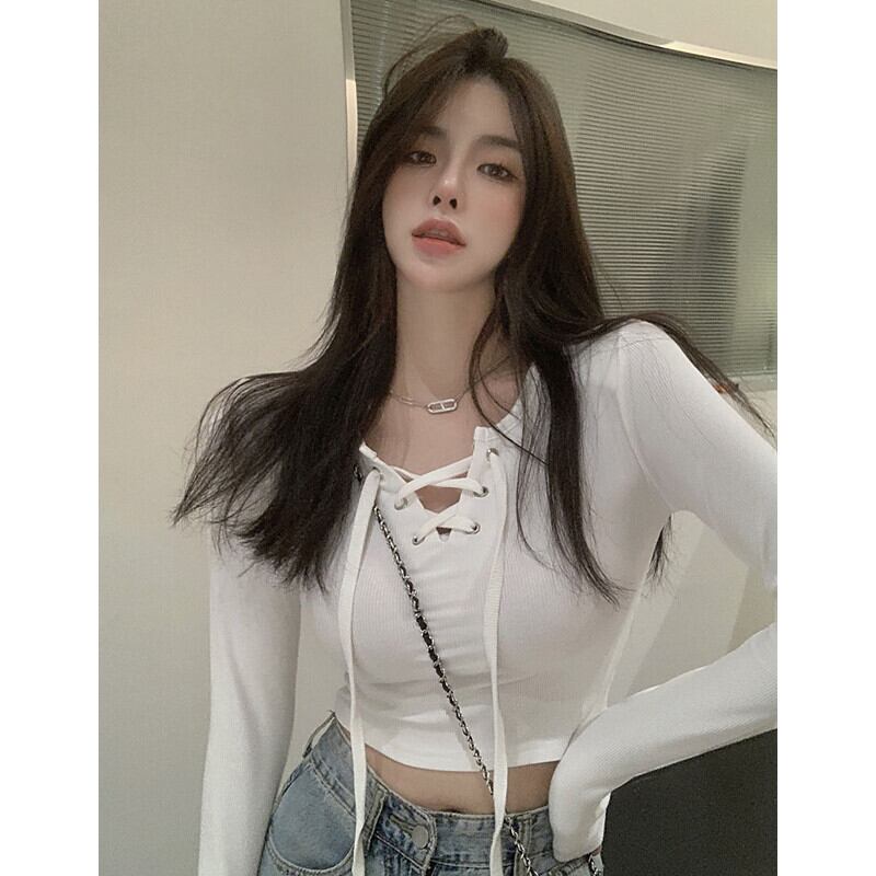 Tシャツ シャツ オータムスタイルクロップドショート ロング 秋物 ガールズファッション20986593021