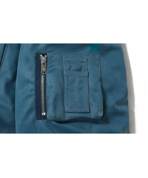 ☆TXT ボムギュ 着用！！【WOOALONG】Crack over fit MA-1 - MID BLUE