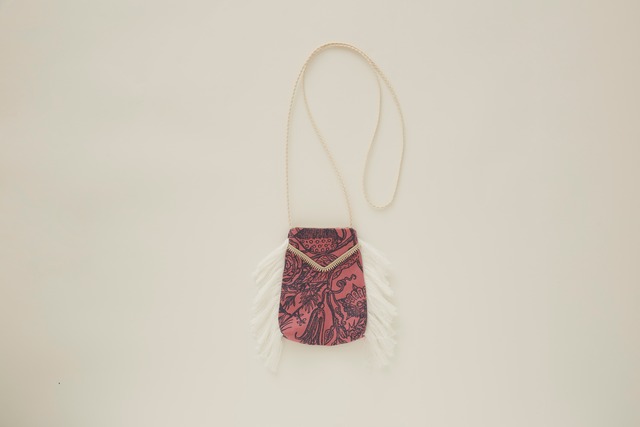 【23SS】eLfinFolk(エルフィンフォルク)FLORA twill Fringe pochette　pink  ポシェット