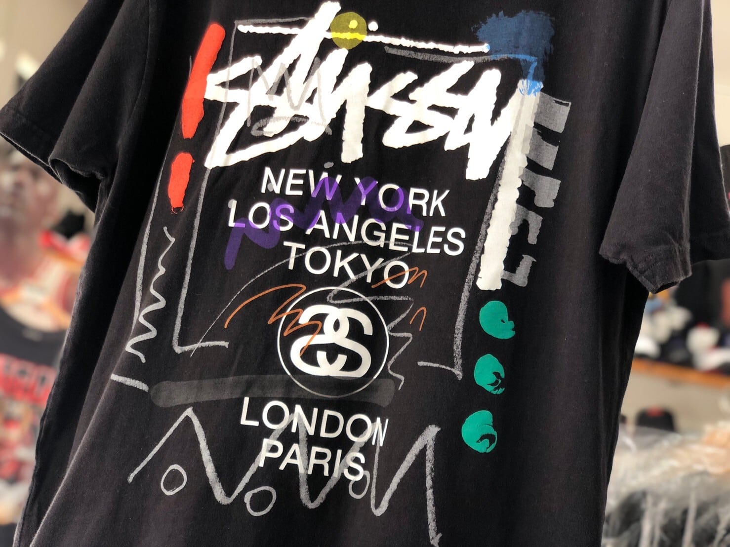 STUSSY WORLD TOUR DOODLE TEE BLACK LARGE 15JH7924 ...