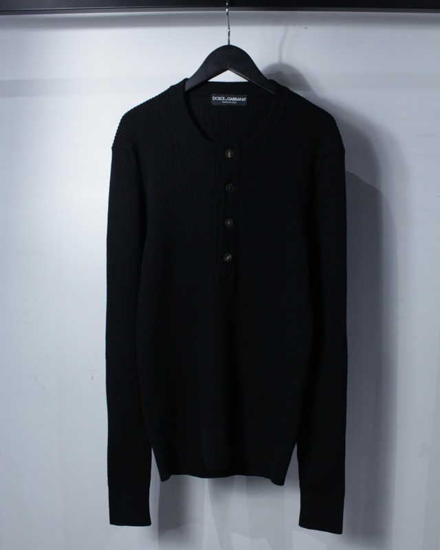 【Caka BLACK】“DOLCE&GABBANA” Henley Neck L/S Rib Knit