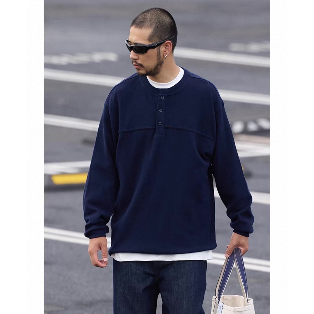 Henley neck street pullover 1051 - 4