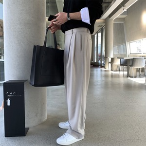 ダブルプリーツドレープワイドカジュアルパンツ　0751