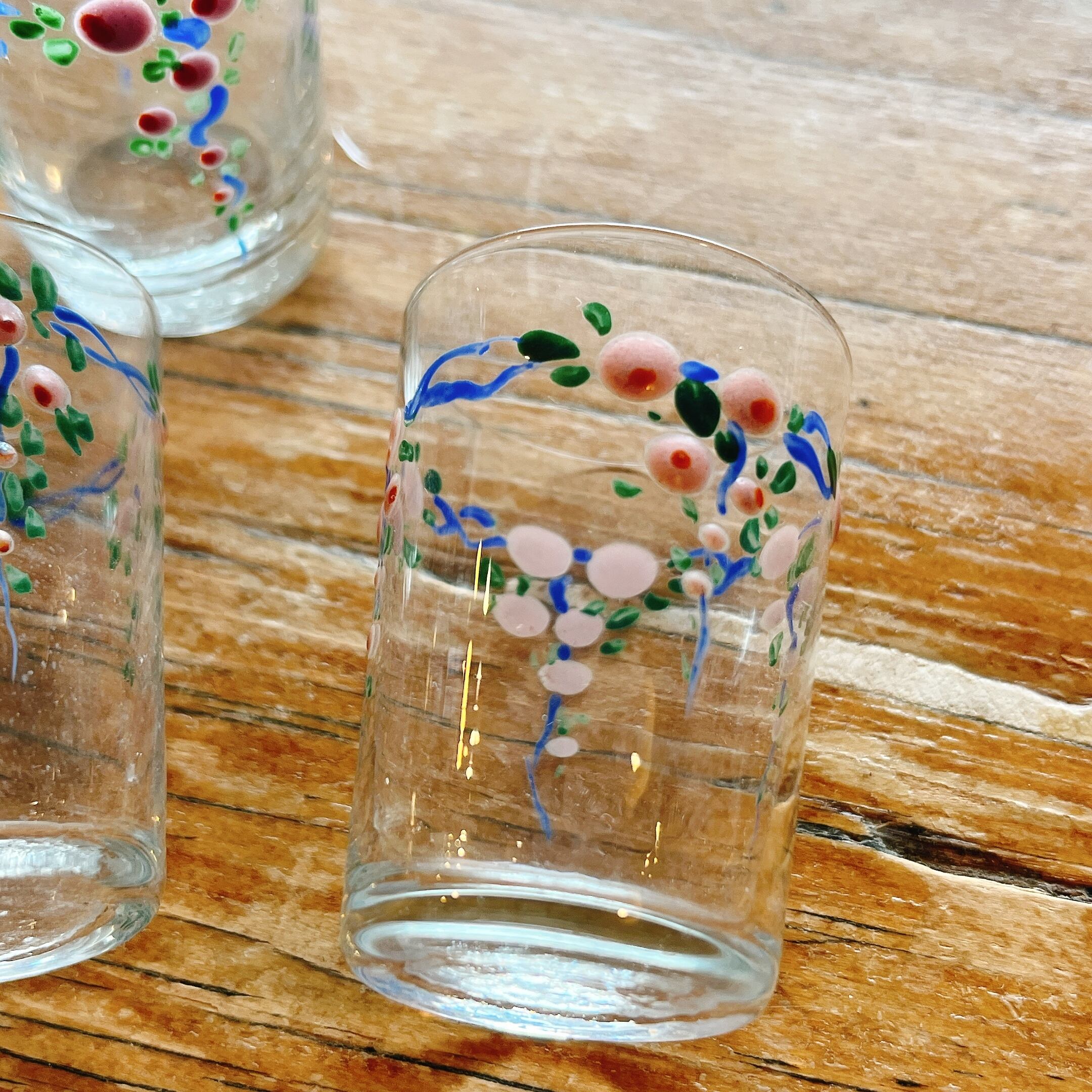 エナメル手描きの花柄が可愛いリキュールグラスSET | gc.brocante