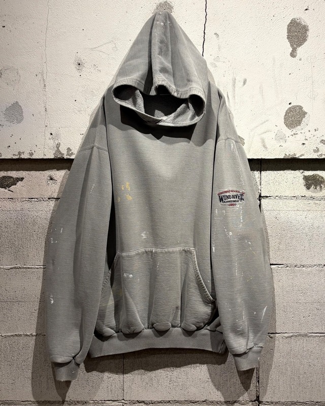 【Caka otto】90's “WINDRIVER OUTFITTING COMPANY” Good Fade × Paint Vintage Pullover Hoodie