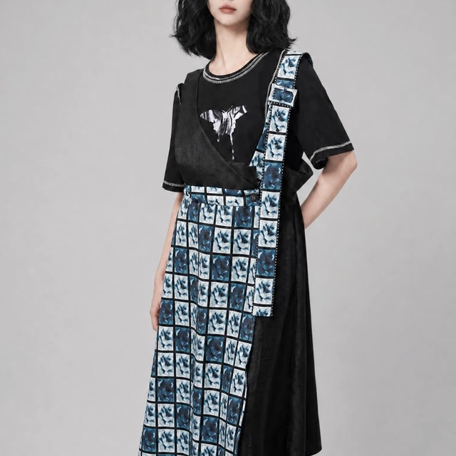 Stand collar tassel design dress C0398