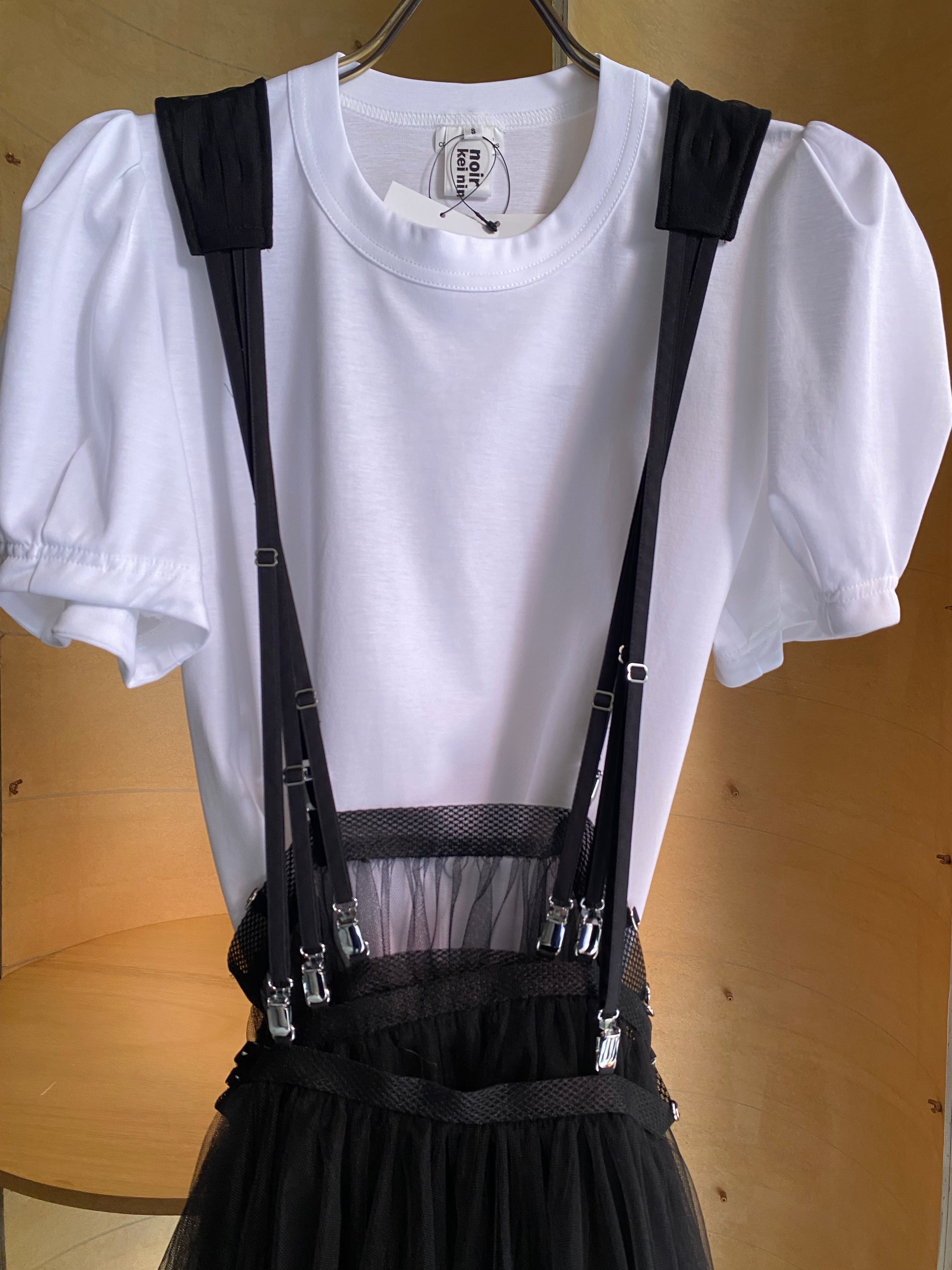 noir kei ninomiya ナイロンチュール×綿ブロード吊りスカート | SIX6