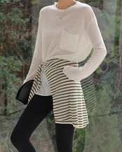 Long Sleeve Wide Hip-Length Knit Top L0045