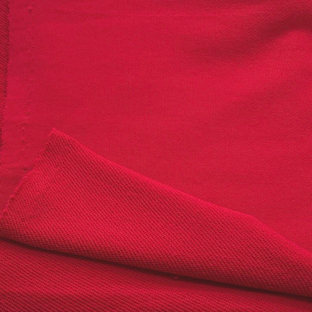 ★TC217◆2m◆綿100%ど詰め裏毛ニット生地◆レッド