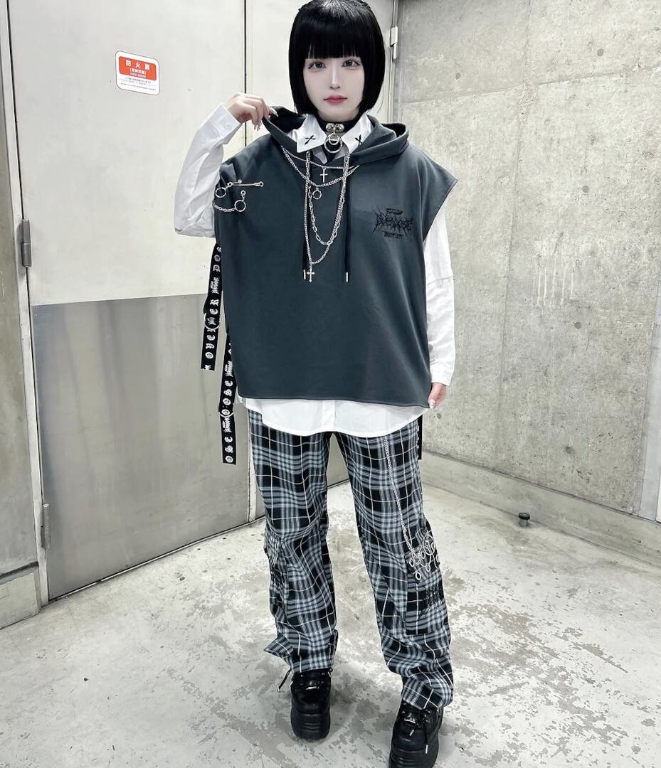 リング×チェーン付きチェックパンツ(2色展開)※生地変更