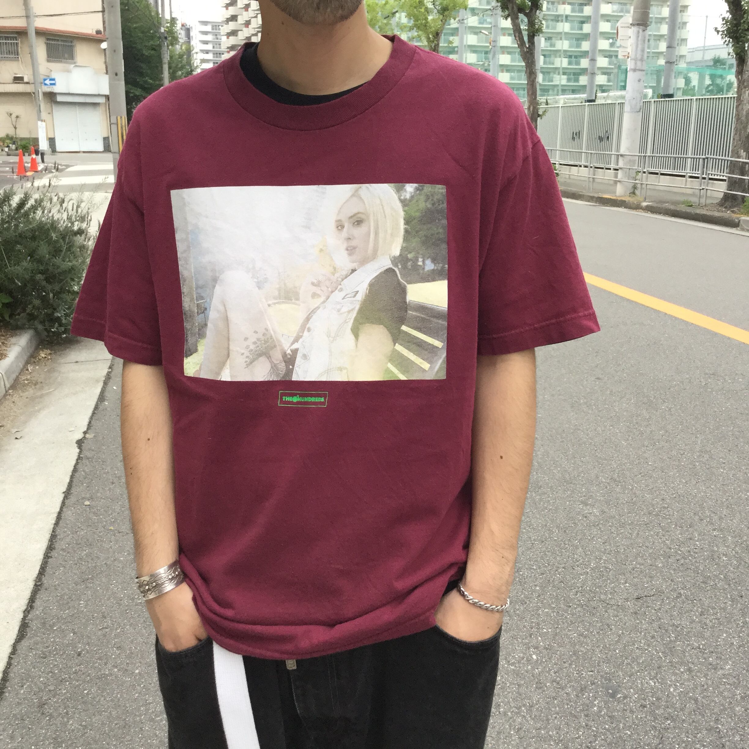 送料無料 The Hundreds フォトプリントtシャツ エンジ L 古着屋 Uan