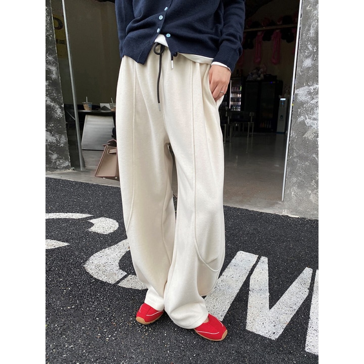 ダブルウエスト風ソフトワイドスウェットパンツ 2color RA2960