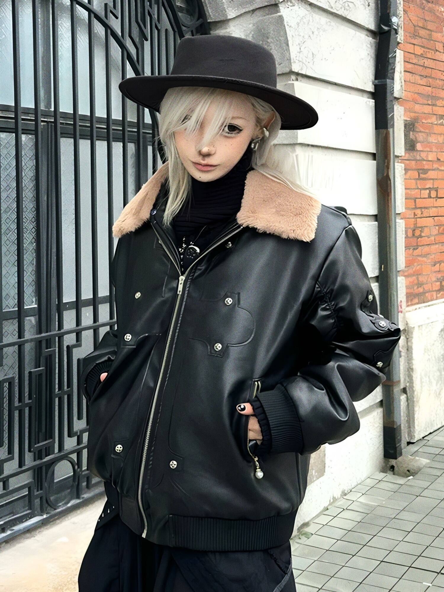 PAIKI “Cyrus Empire” Cross Patch Black Bomber Jacket