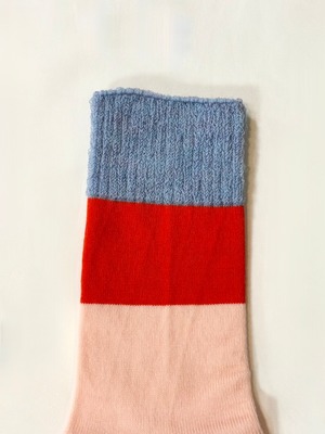 yahae・Wool Pile Sole Socks・Blue×Red　4-4027-22