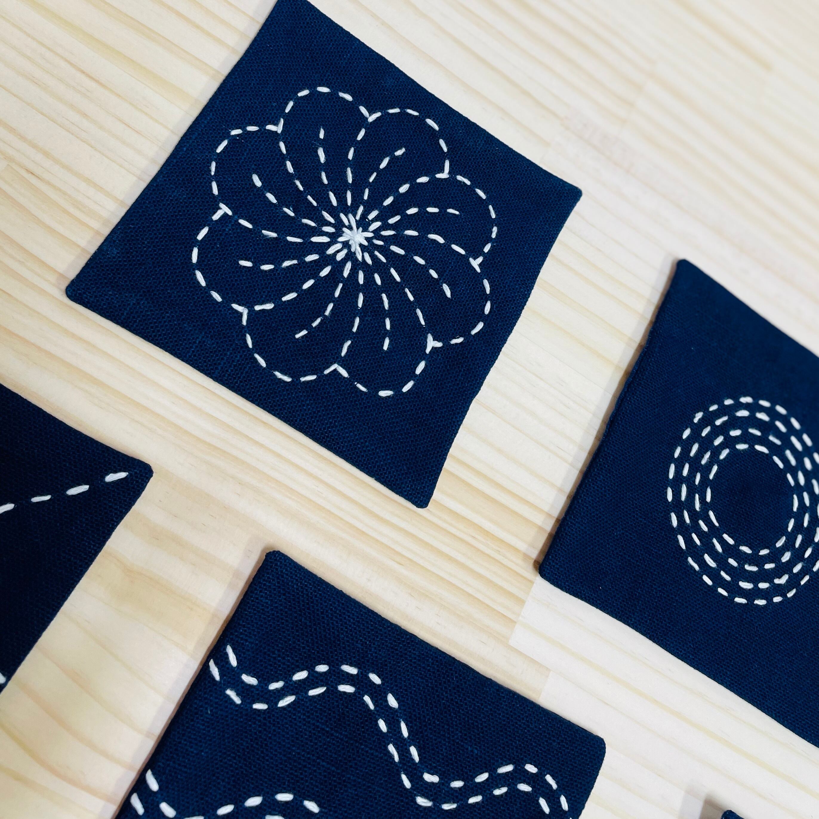 ミナペルホネン × 古布 藍染 刺し子 ⚮̈ コースター　pendant カワ♡ ミナペルホネン × 古布 藍染 刺し子 ⚮̈ コースターpendant カワ♡