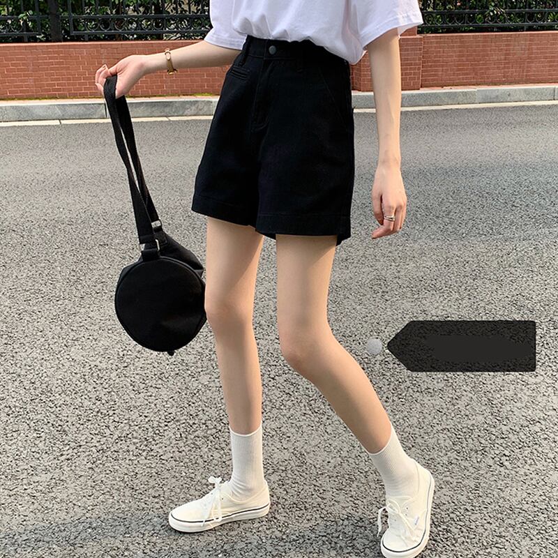 スタンダードジーンズ レディーススプリングハイウェストウェスト薄手パンツ ルーズショーツ レトロ 春物 ブルマー スーパーモール41824070104