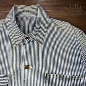 1930's～ VINTAGE WELCH'S RANDOM HICKORY STRIPE  COVERALL   /  1930年代～ ヴィンテージ  ウェルチ ランダム ヒッコリーストライプ カバーオール