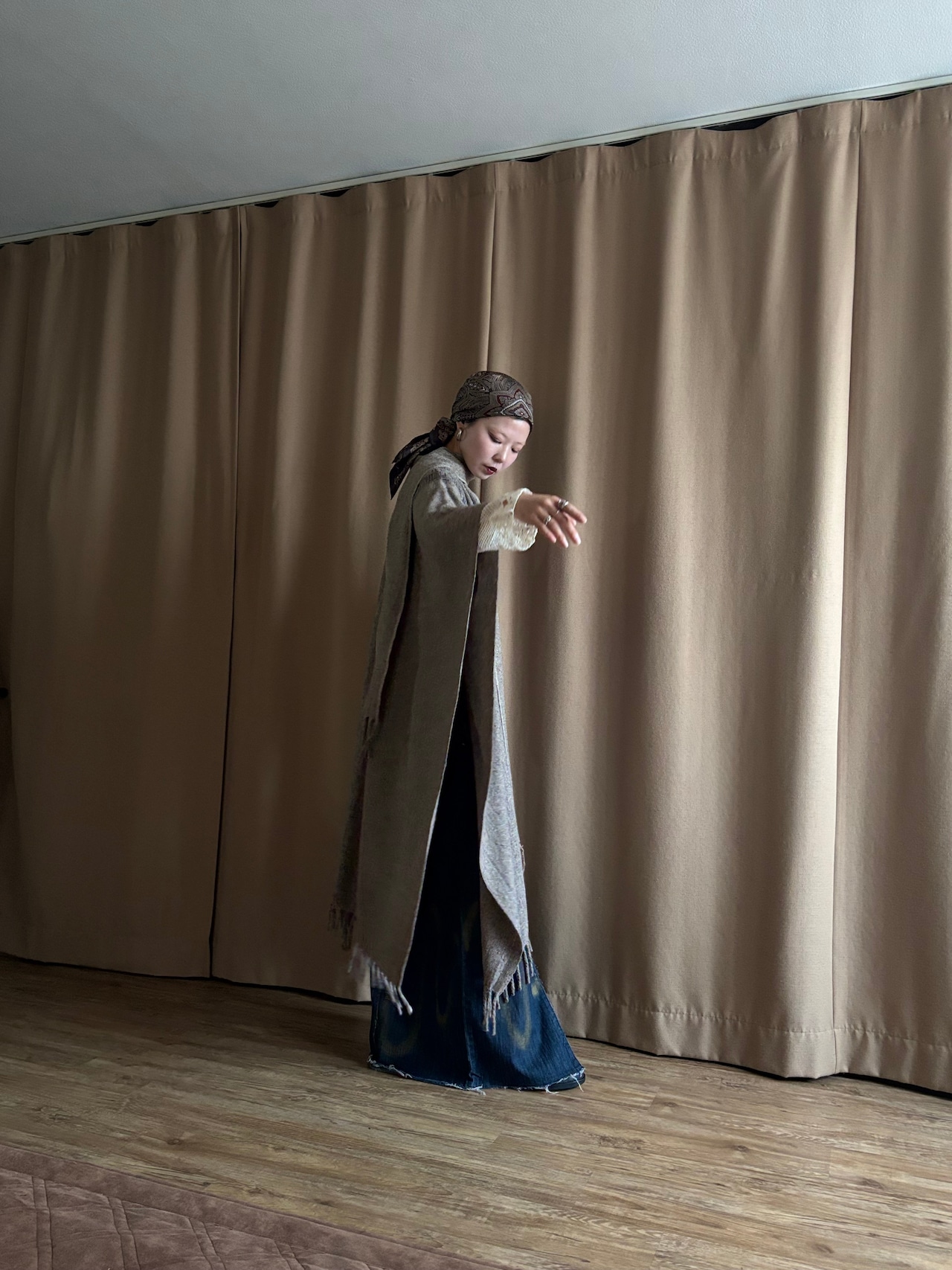 ethnic pattern import cape coat-5038-10