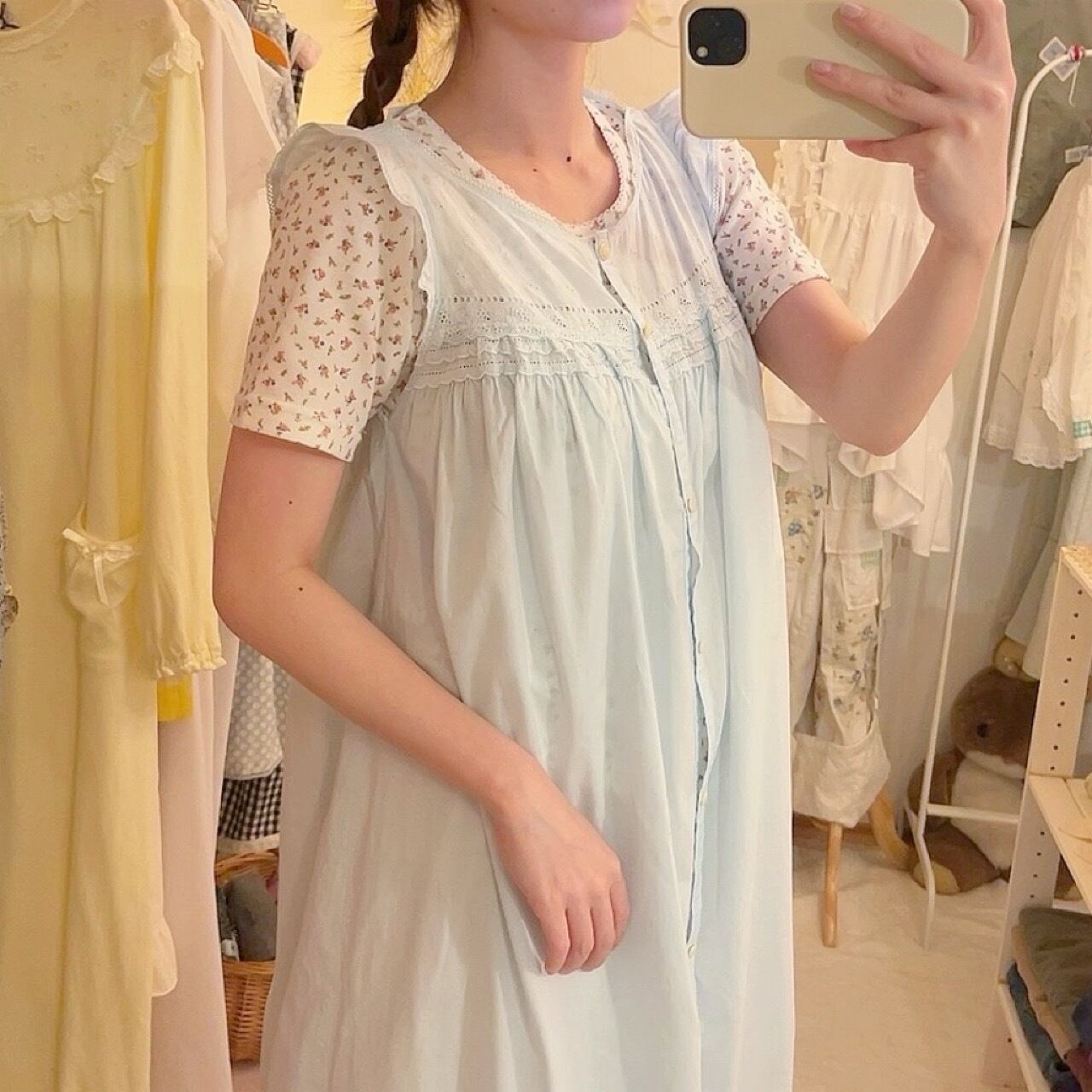 light blue sleeve less one-piece