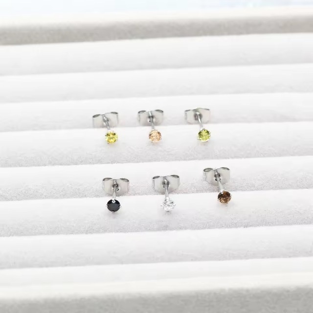 金アレ対応 ニュアンスカラーストーンピアス(01054)