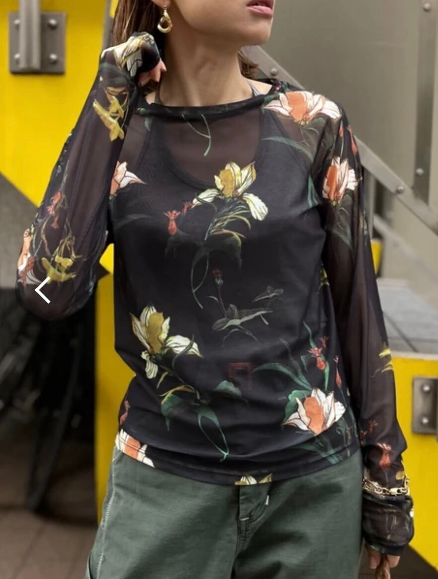 2color / 花柄チュールトップス