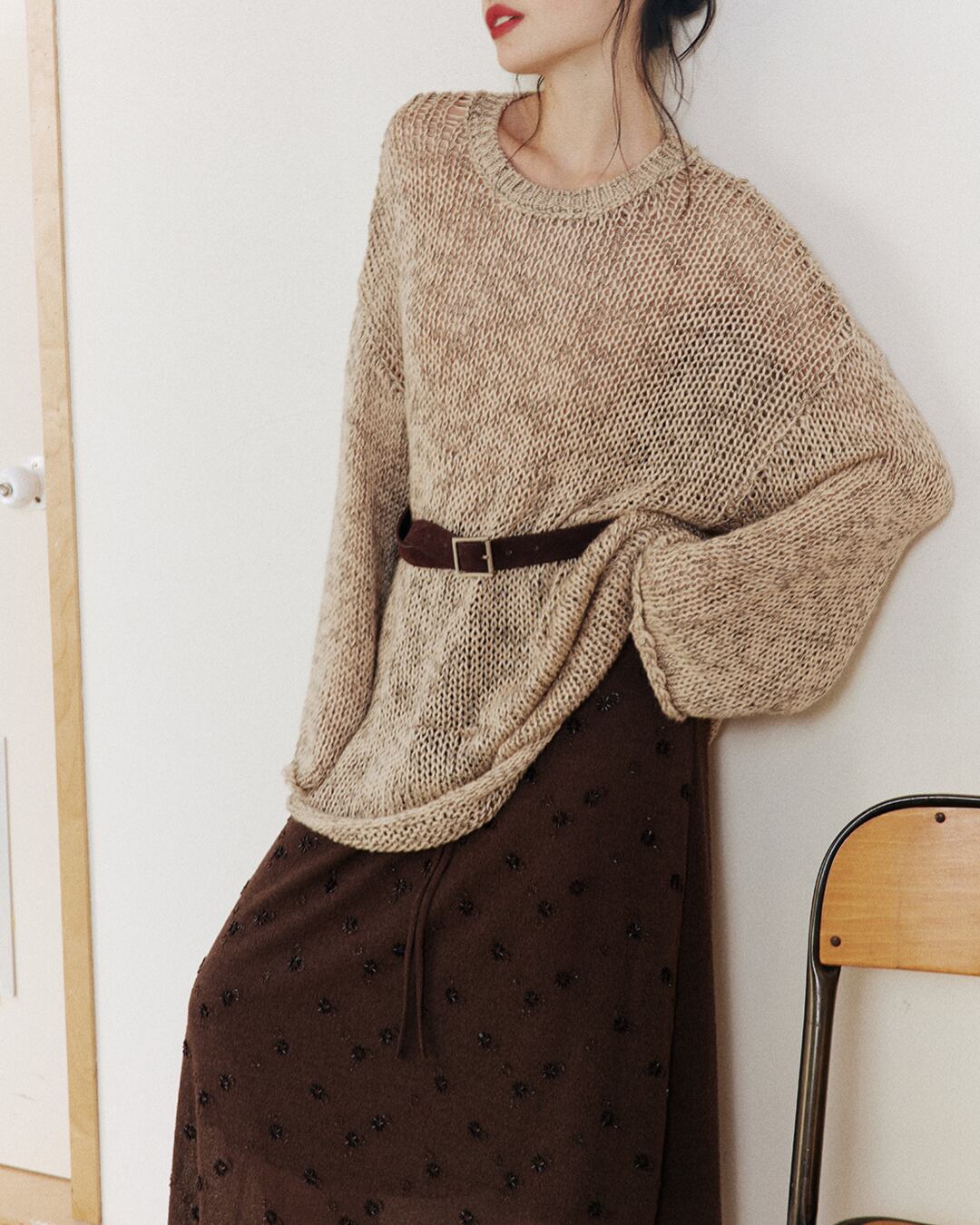 ルーズフィットシアーニット A25282