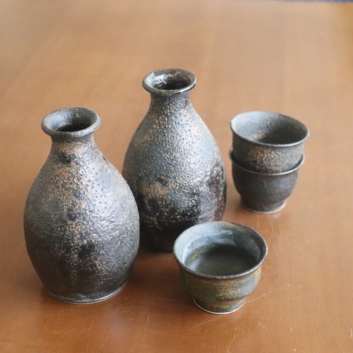 益子焼 健一窯 徳利2合 青錆 / Mashiko-yaki Sake bottle #499