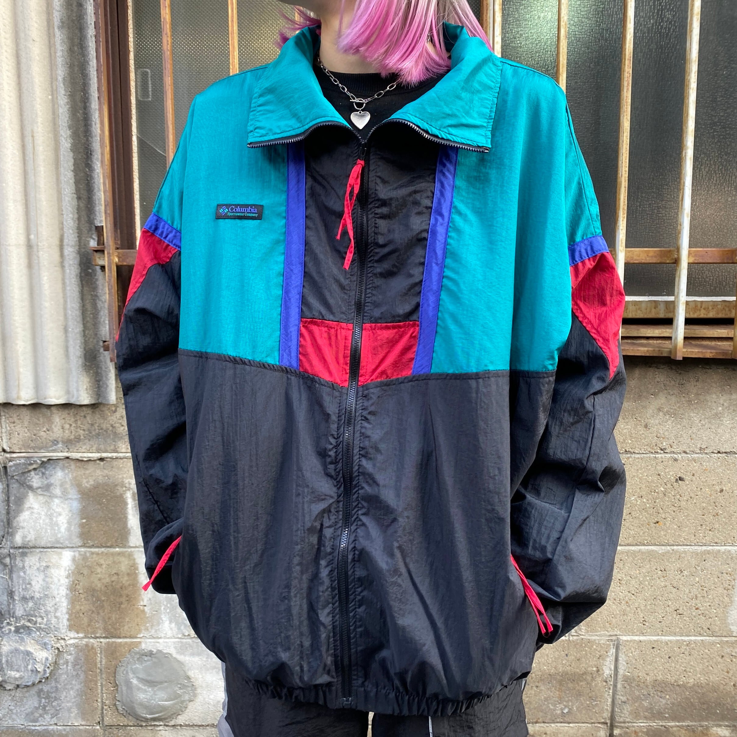 90年代 Columbia コロンビア 切替 ナイロンジャケット メンズL 古着  