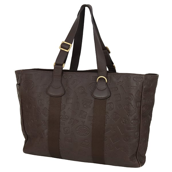 Used LOEWE ロエベ アイコントートバッグ 160周年記念限定 アナグラム エンブレム ブラウン カーフレザー ゴールド金具 中古良品