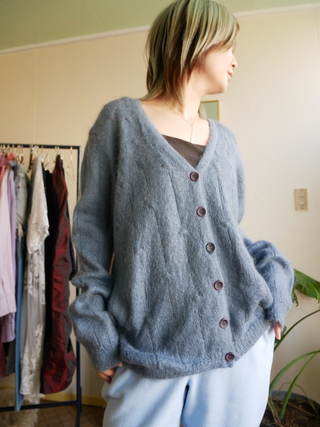 70s-80s Euro V-Neck Mohair Knit Cardigan