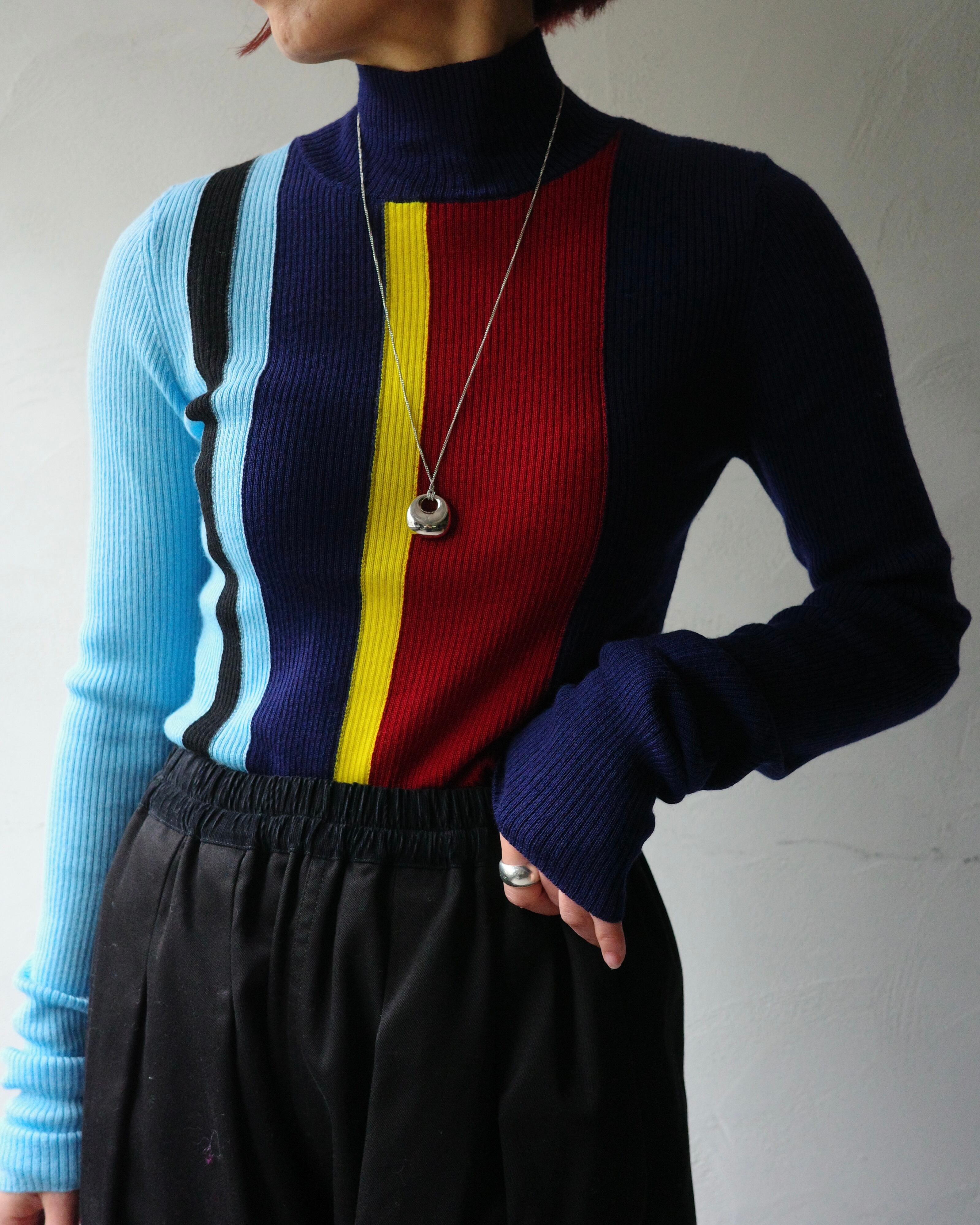 ENFOLD / STRIPE RIB PULLOVER - | LA VILLA ROUGE