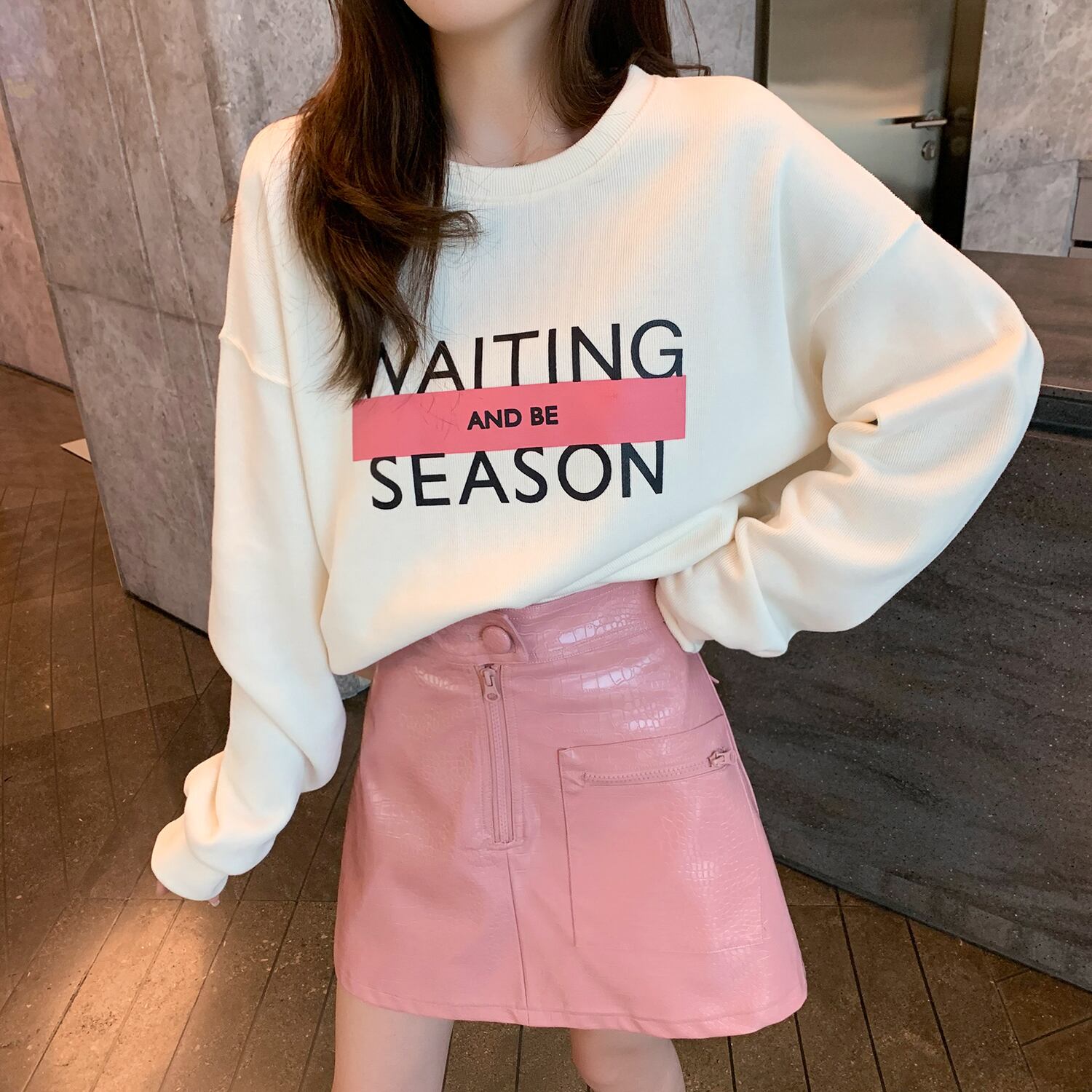 スプリングホワイトプリントセーター カジュアルルーズレッドトップス 春物 6Du_Shop_Women85934058540