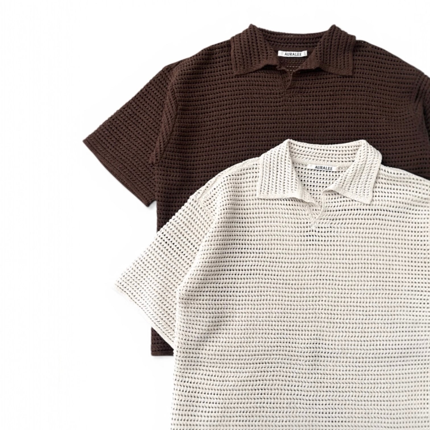 AURALEE  [TUSSAH SILK COTTON MESH KNIT SKIPPER POLO]