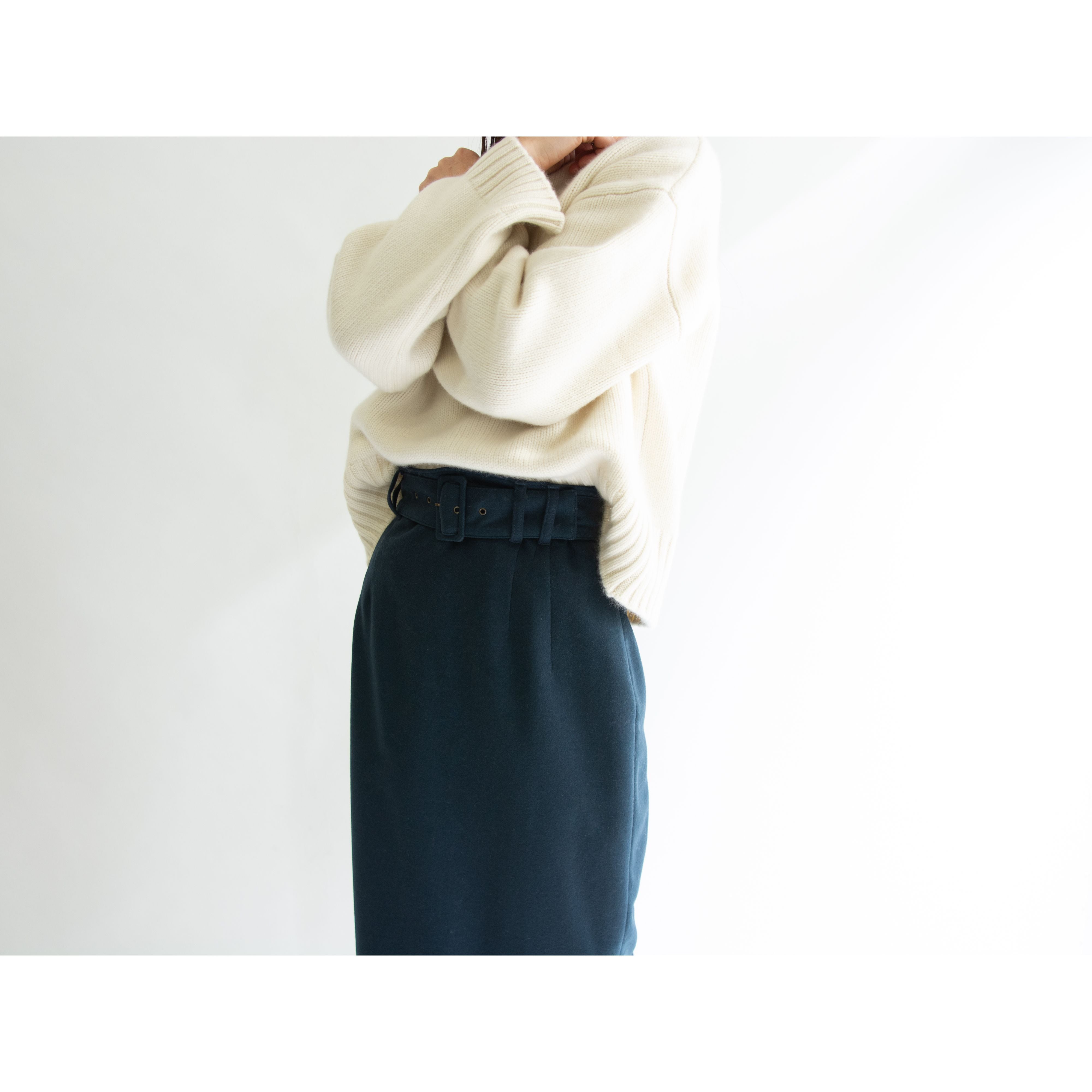 【UNITED COLORS OF BENETTON】Made in Italy Midi length slit skirt(ベネトン イタリア製ミディ丈スリットスカート)11a