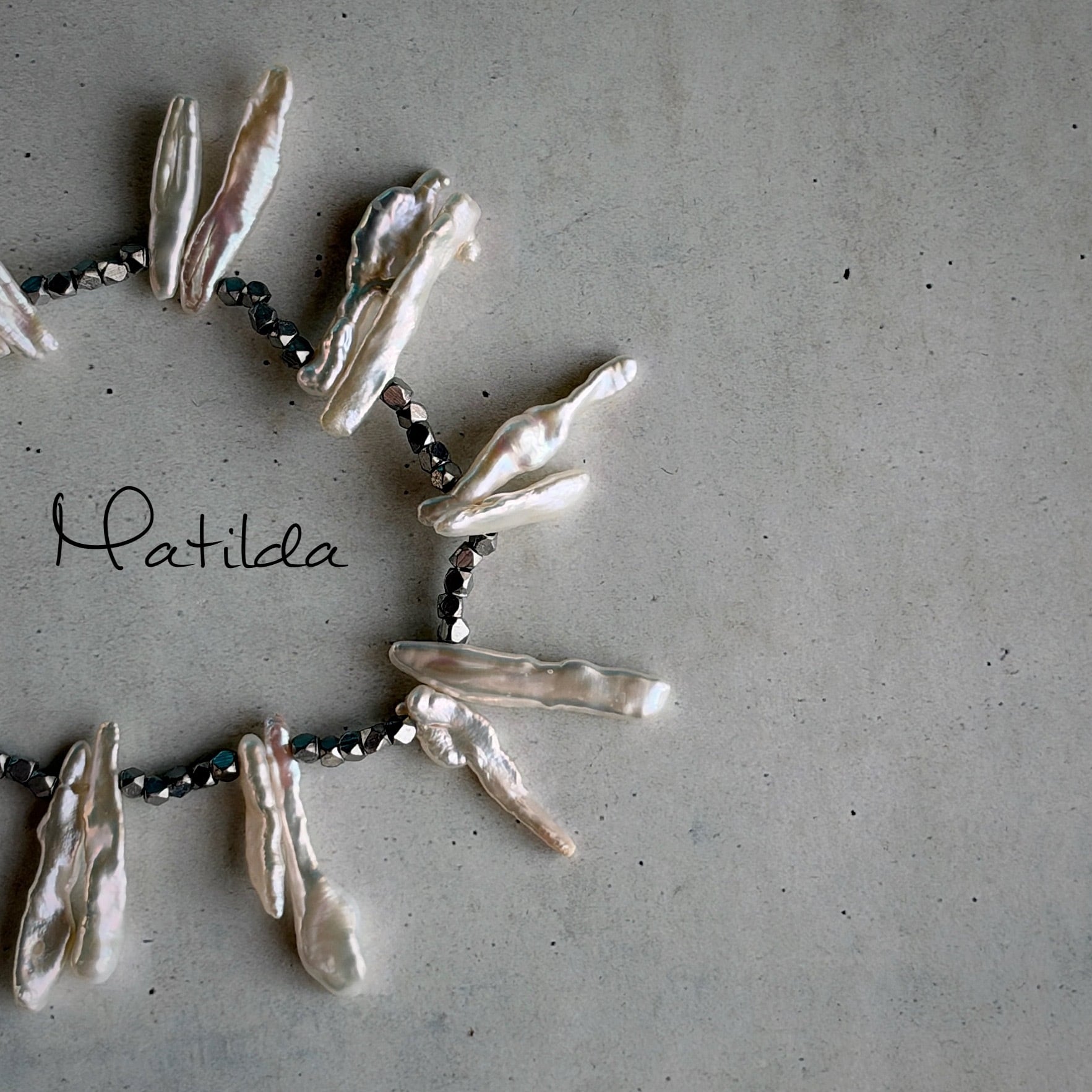 metal & stone bracelet(淡水パールC)