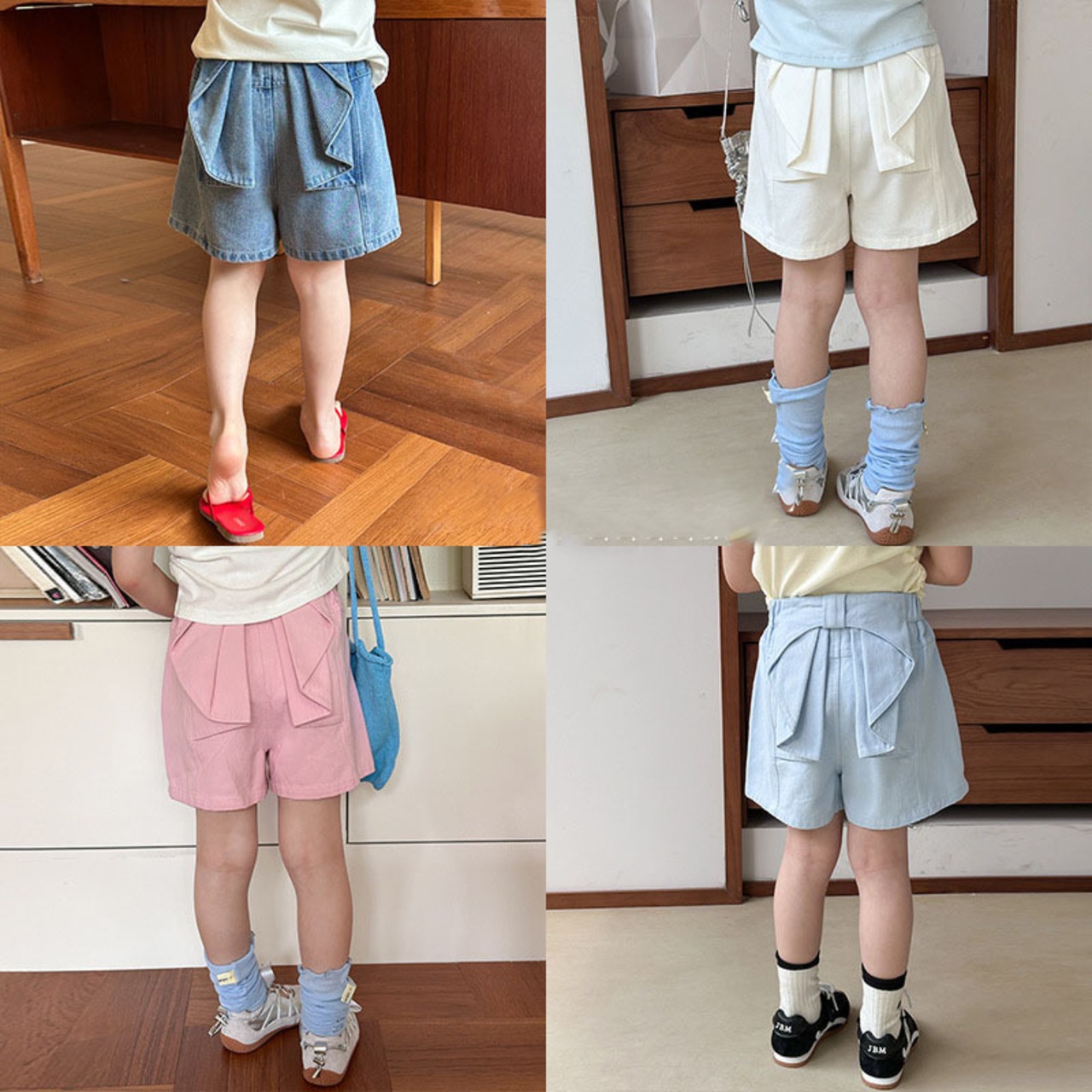 夏バックリボンカジュアルショーツ